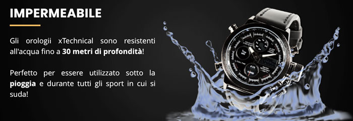 xTechnical Watch, orologio subacqueo fino a 30 metri di profondità